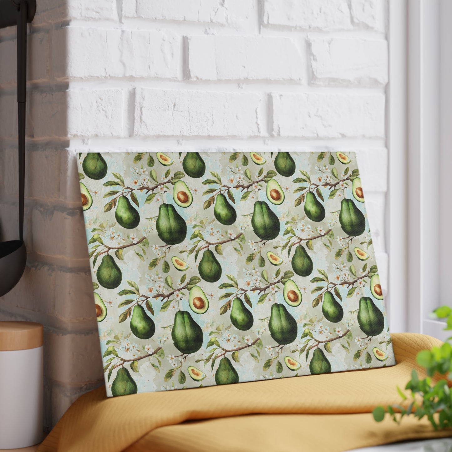 Avocado Pattern Glass Cutting Board — Decorative Kitchen Chopping Board