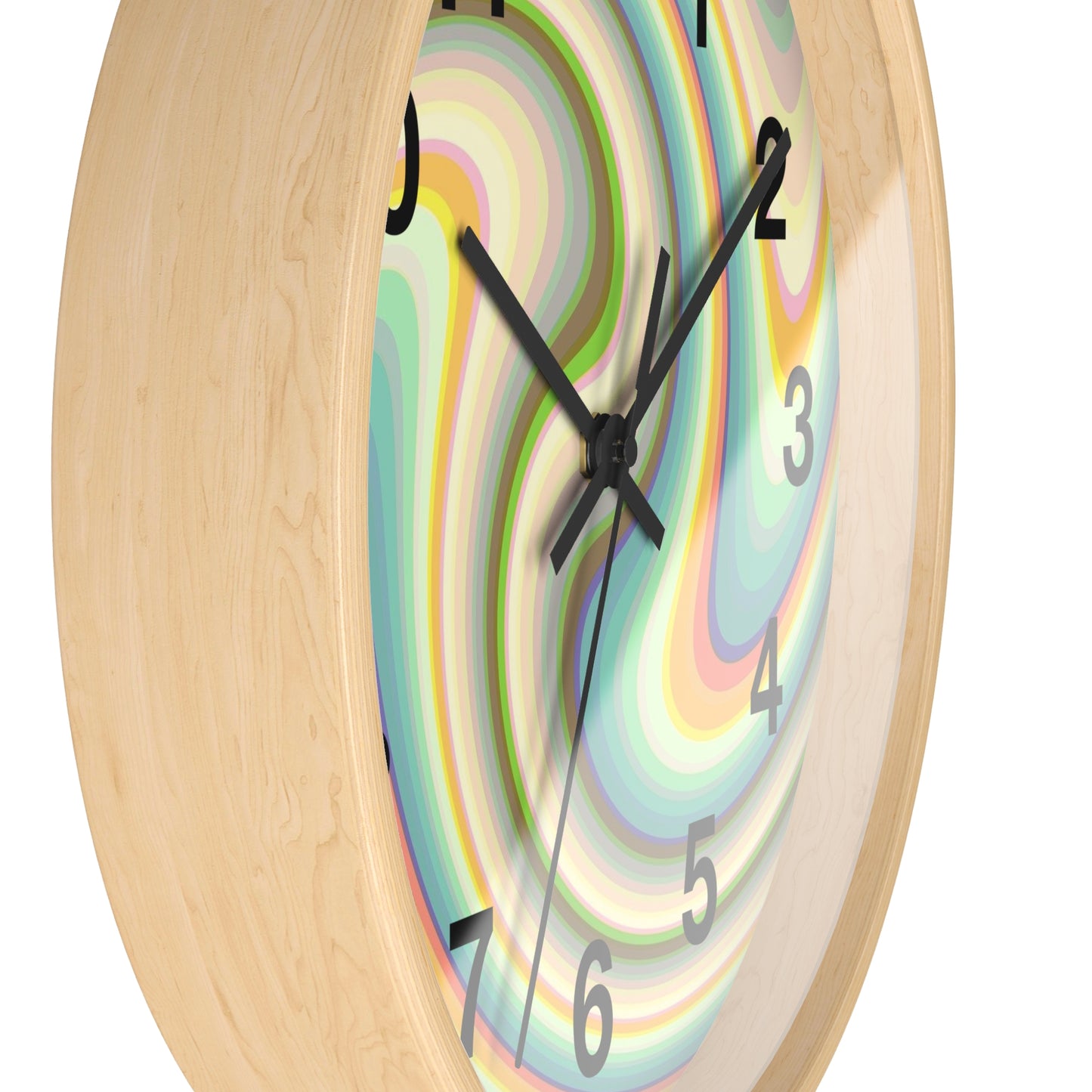 Swirl Pastel Wall Clock — Retro Psychedelic Timepiece for Home Decor