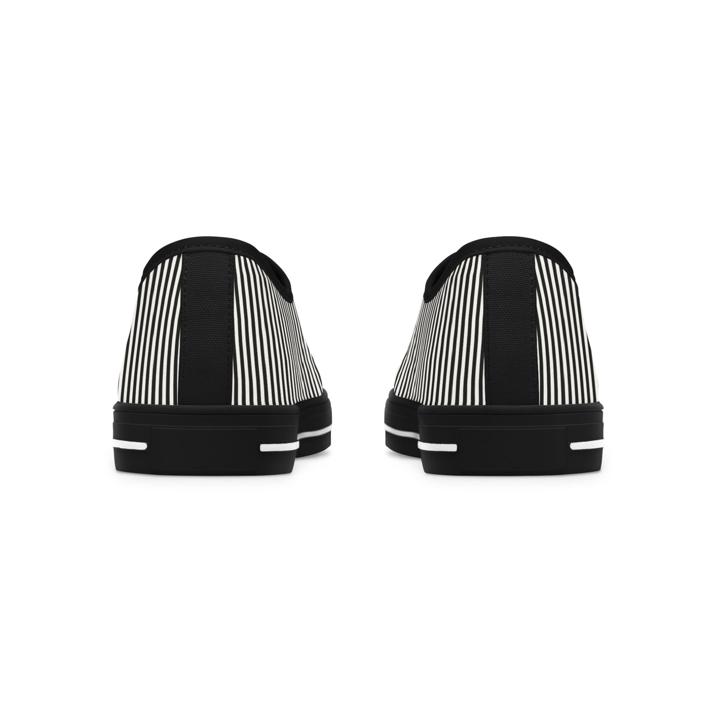 Striped Low Top Sneakers for Women — Casual Black & White Canvas Kicks