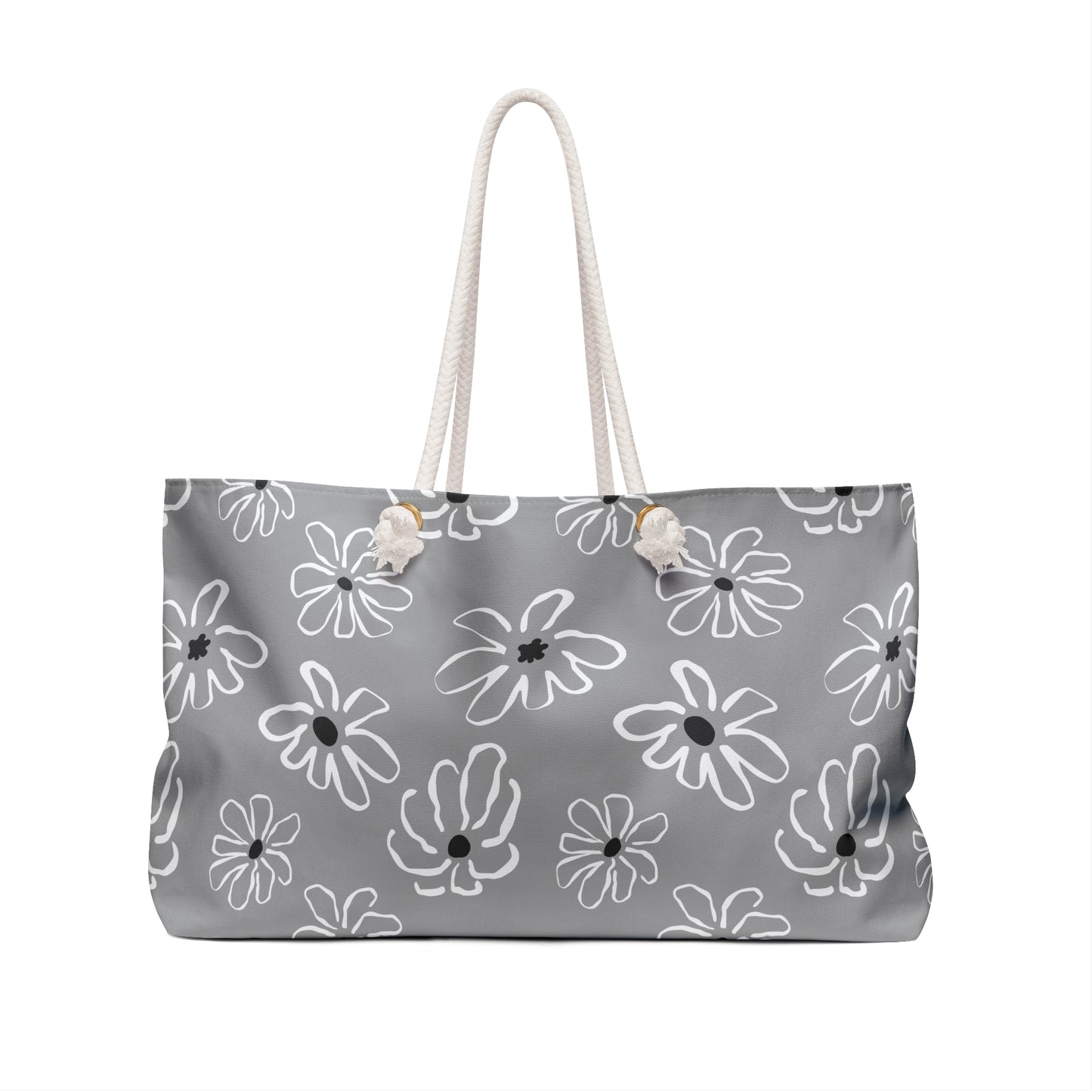 Gray Daisy Weekender Bag — Floral Travel Tote