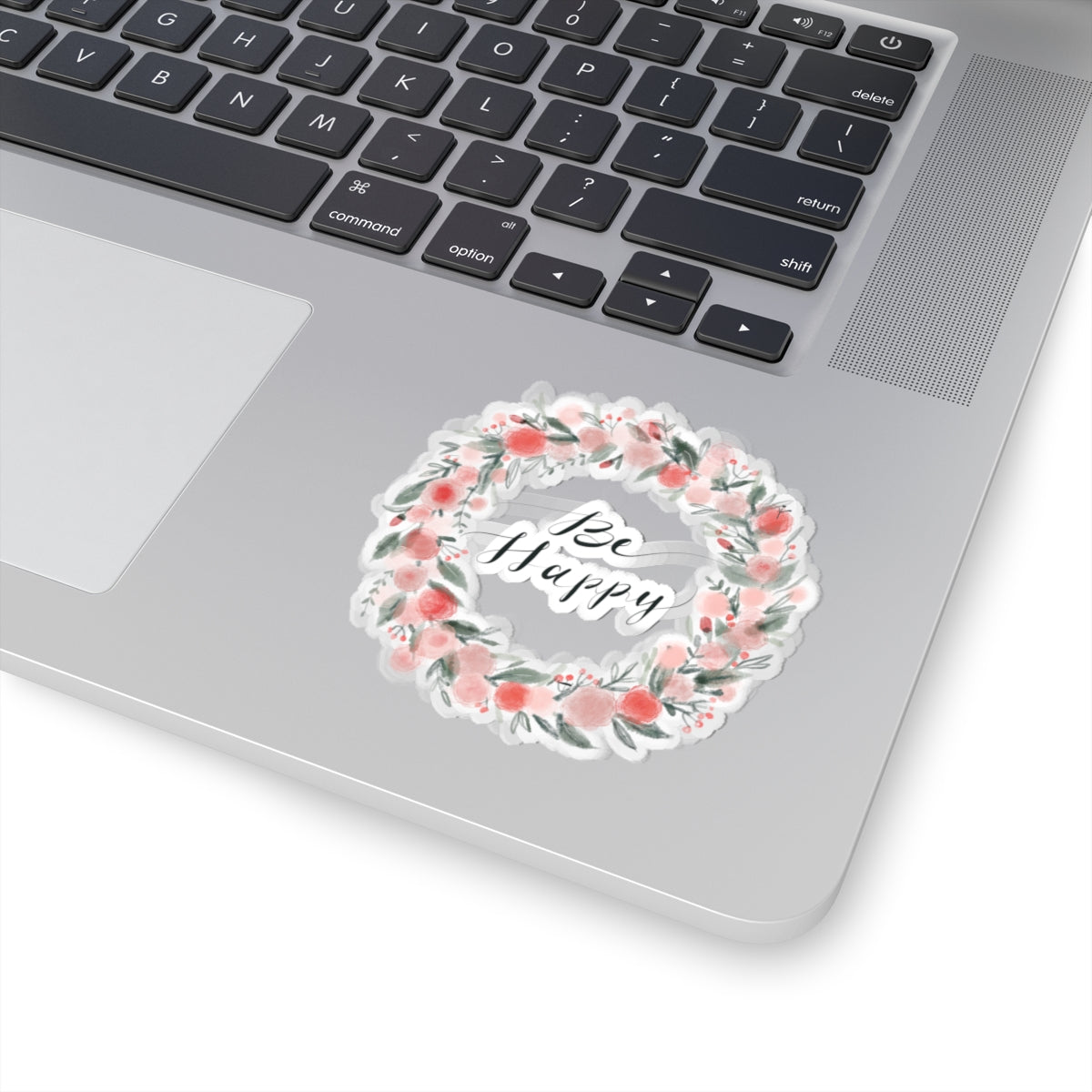 Floral 'Be Happy' Kiss-Cut Stickers | Motivational Decals for Laptops, Journals, Water Bottles, Planners, Gifts