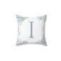 Monogram 'I' Floral Throw Pillow — Soft Blue Initial Accent Pillow