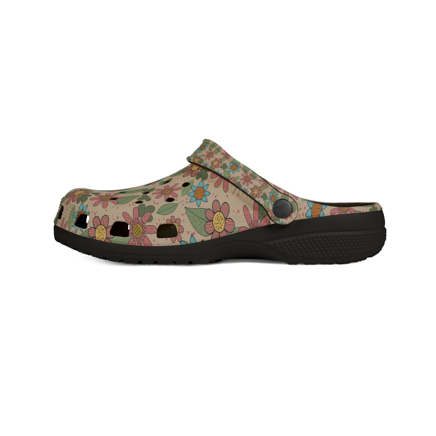 Floral Garden EVA Clogs — Retro Flower Print Foam Slip‑Ons