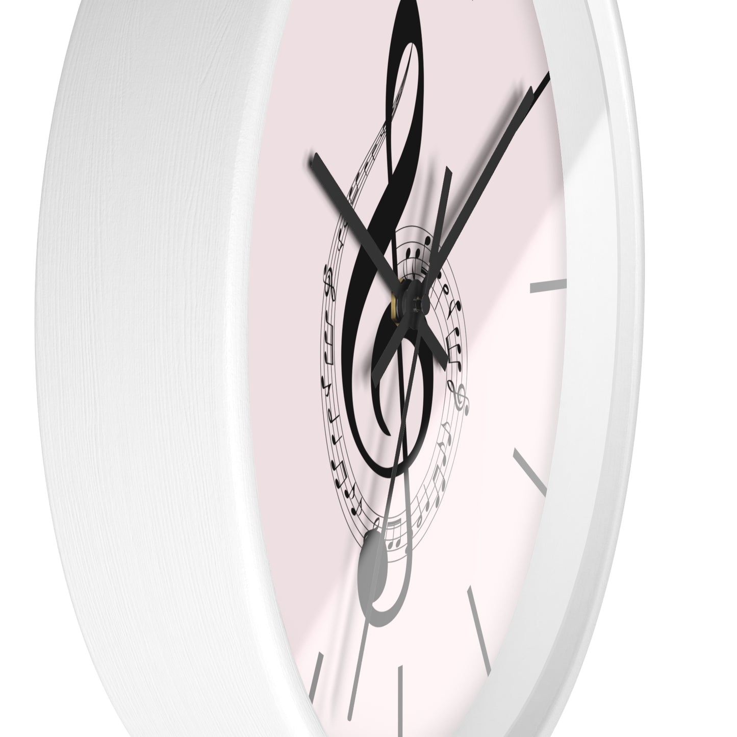 Musical Treble Clef Wall Clock — Pink Music Note Timepiece for Music Lovers