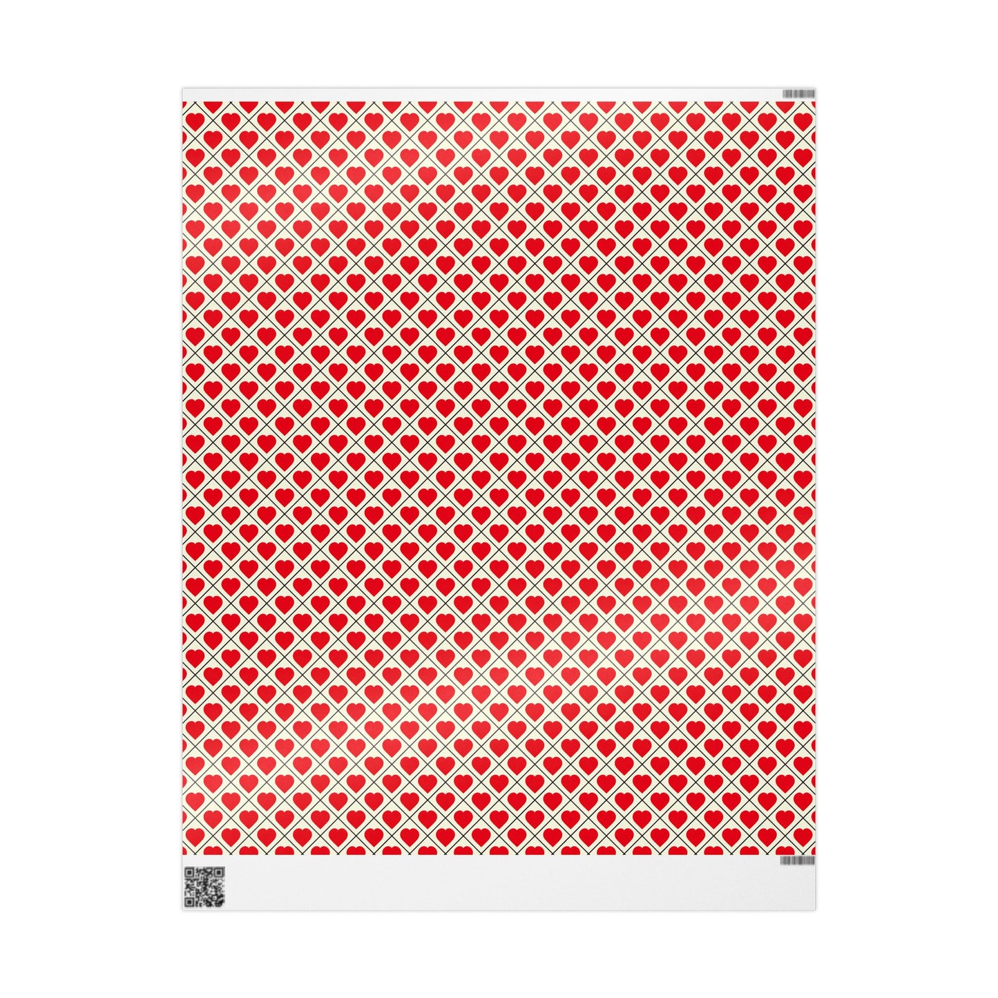 Heart Lattice Wrapping Paper Roll — Red Hearts Valentine's Gift Wrap