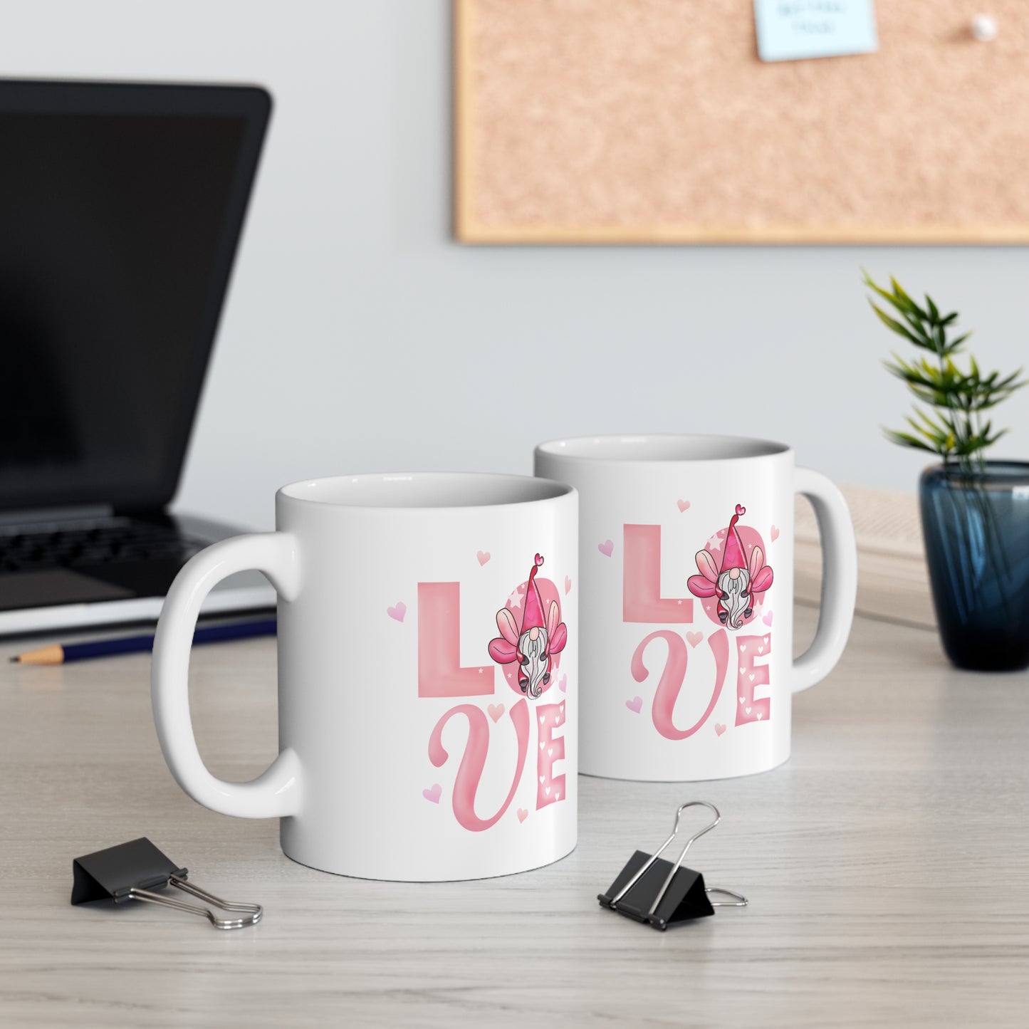 Love Gnome Mug — Cute Pink Valentine Coffee Cup (11 oz)