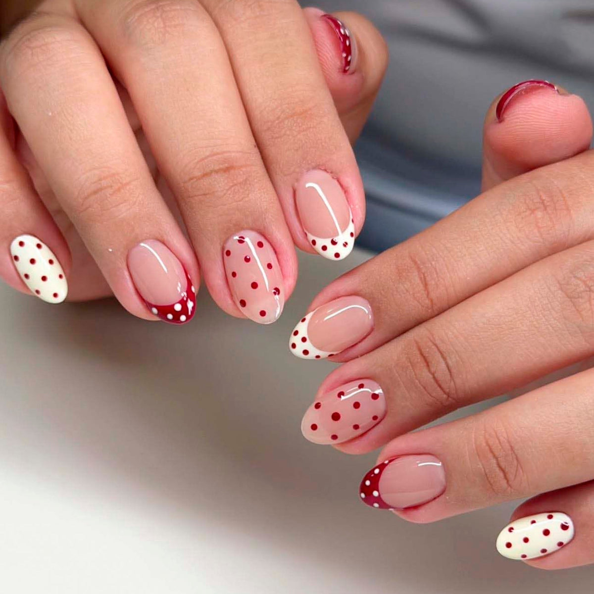 French Minimalist Nude Pink Almond Short Press On Nails – JP4430