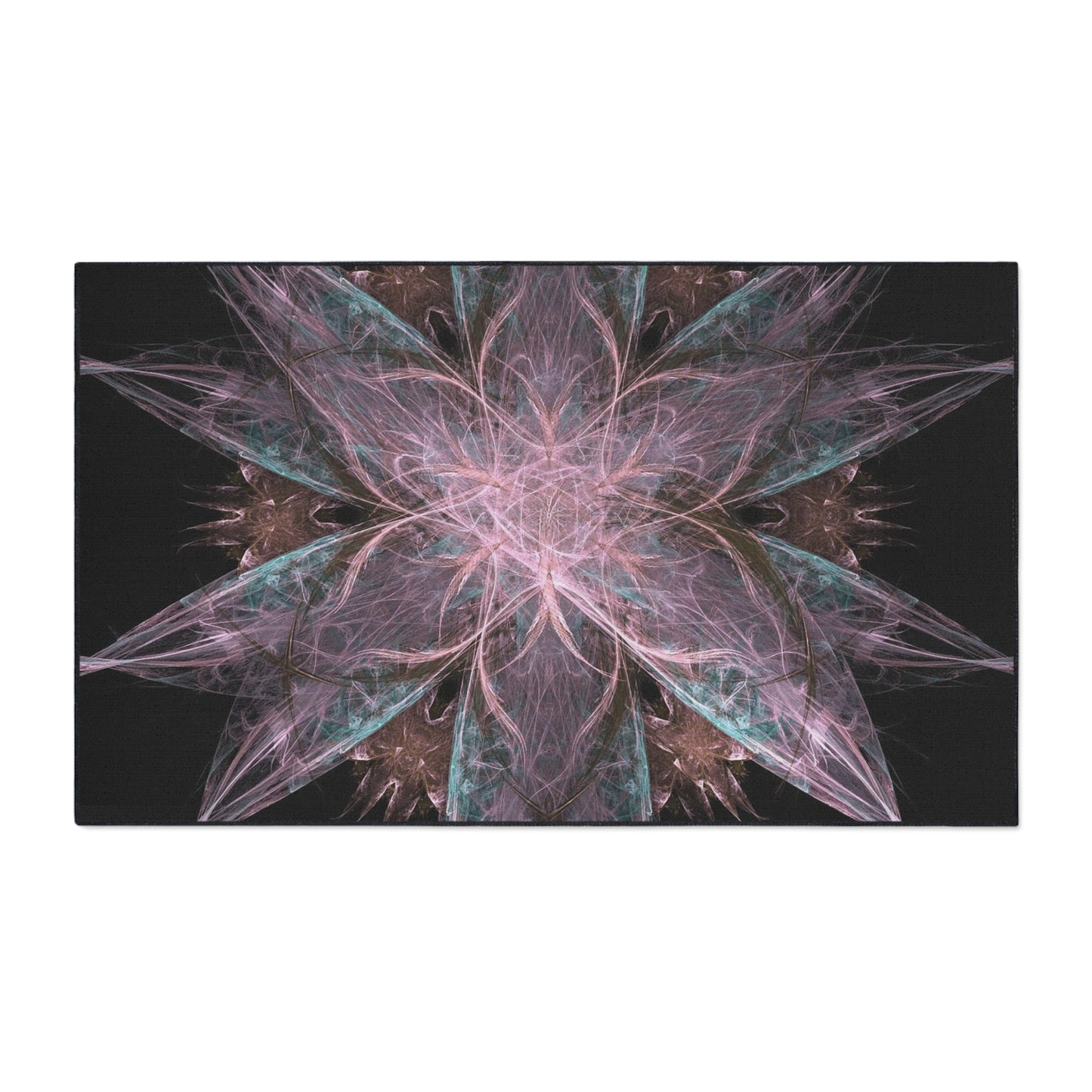 Abstract Floral Mandala Heavy-Duty Floor Mat — Pink Teal Fractal Design