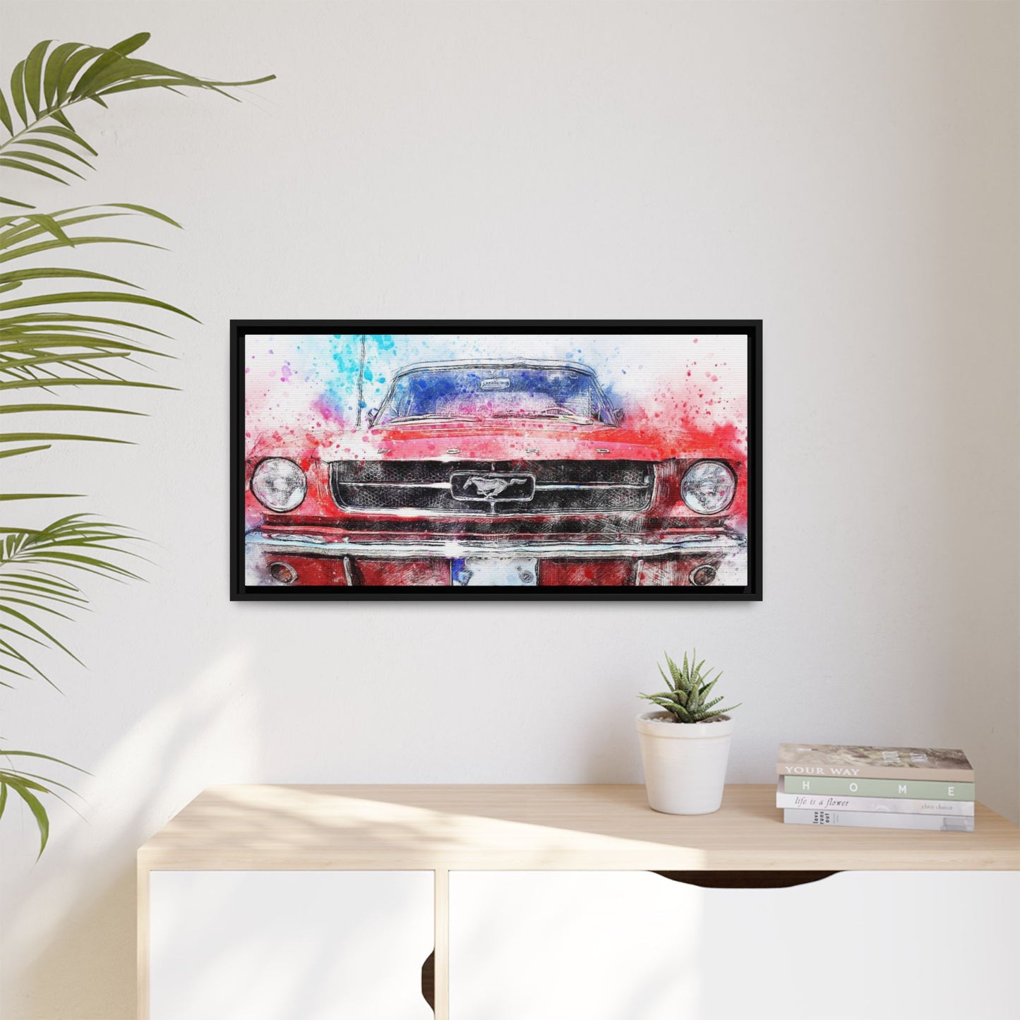 Matte Canvas, Framed Mustang Car