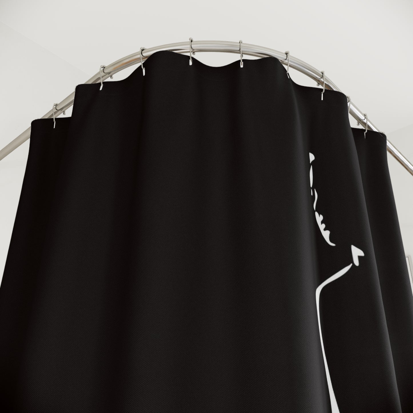 Minimalist Silhouette Shower Curtain — Elegant Black & White Bath Decor