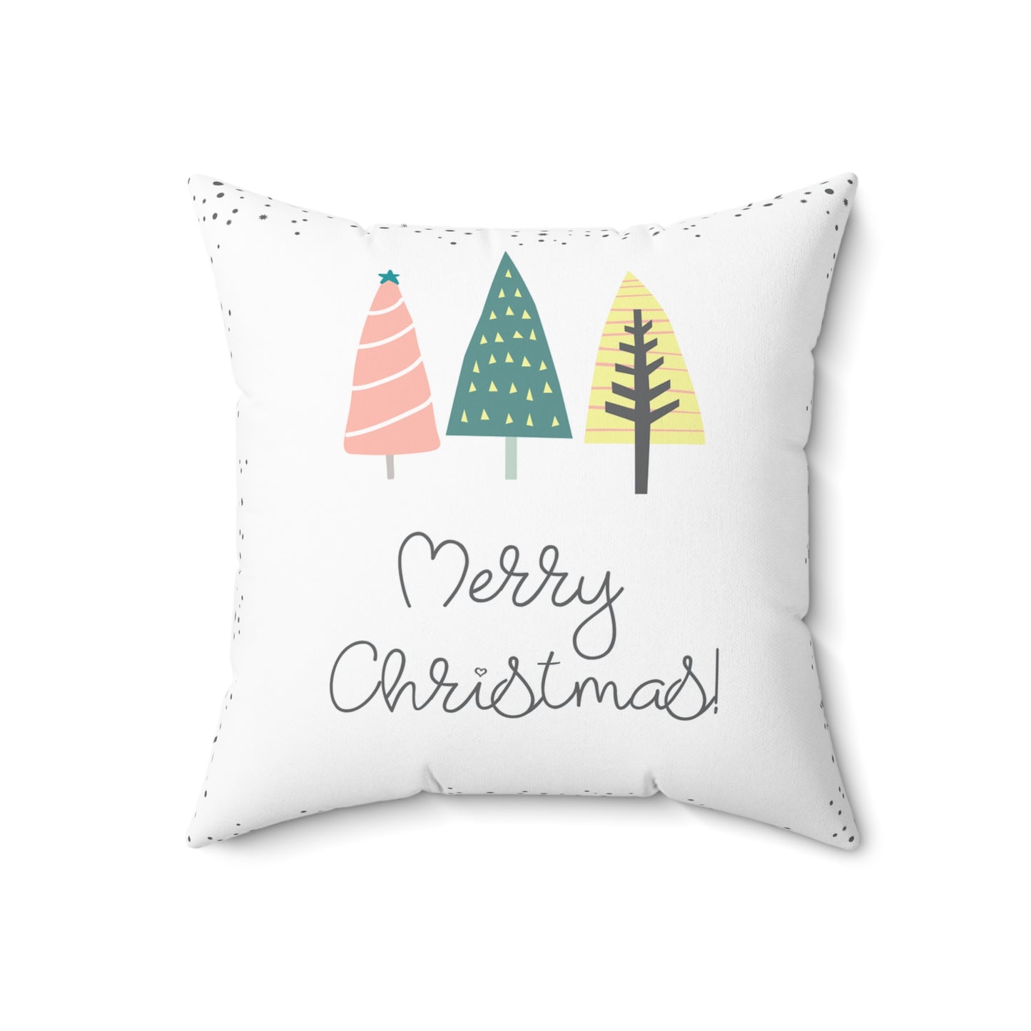 Merry Christmas Decorative Throw Pillow — Cute Pastel Tree Holiday Accent