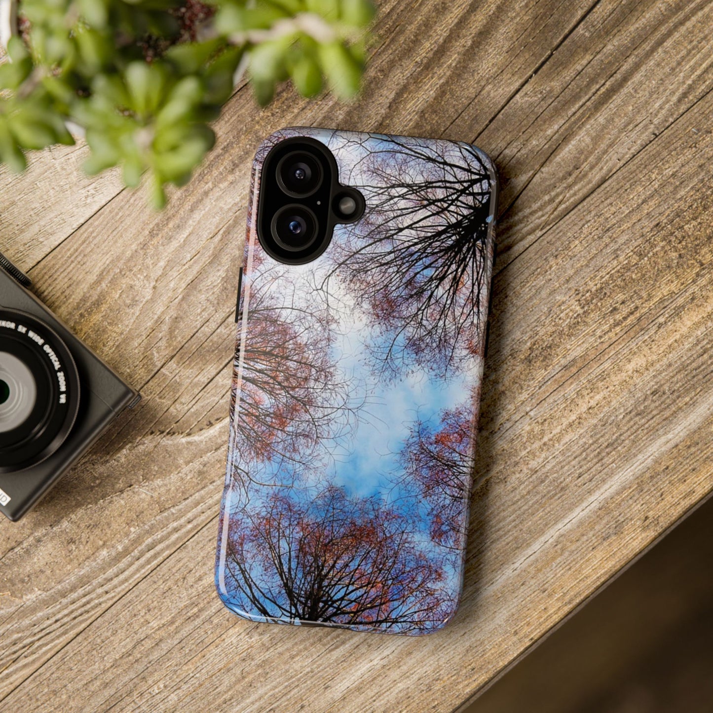 Skyward Trees Phone Case — Nature Forest Canopy Protective Tough Case