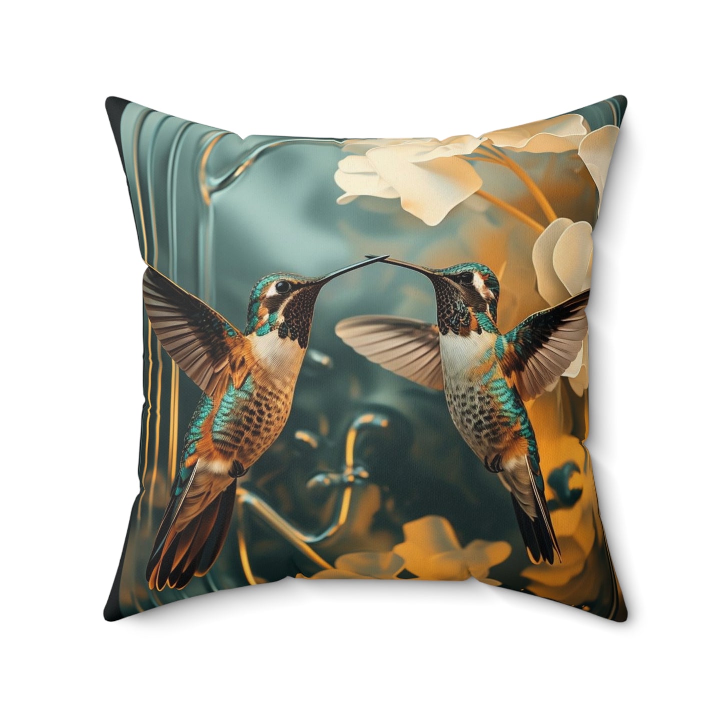 Hummingbird Garden Pillow — Decorative Square Throw Pillow