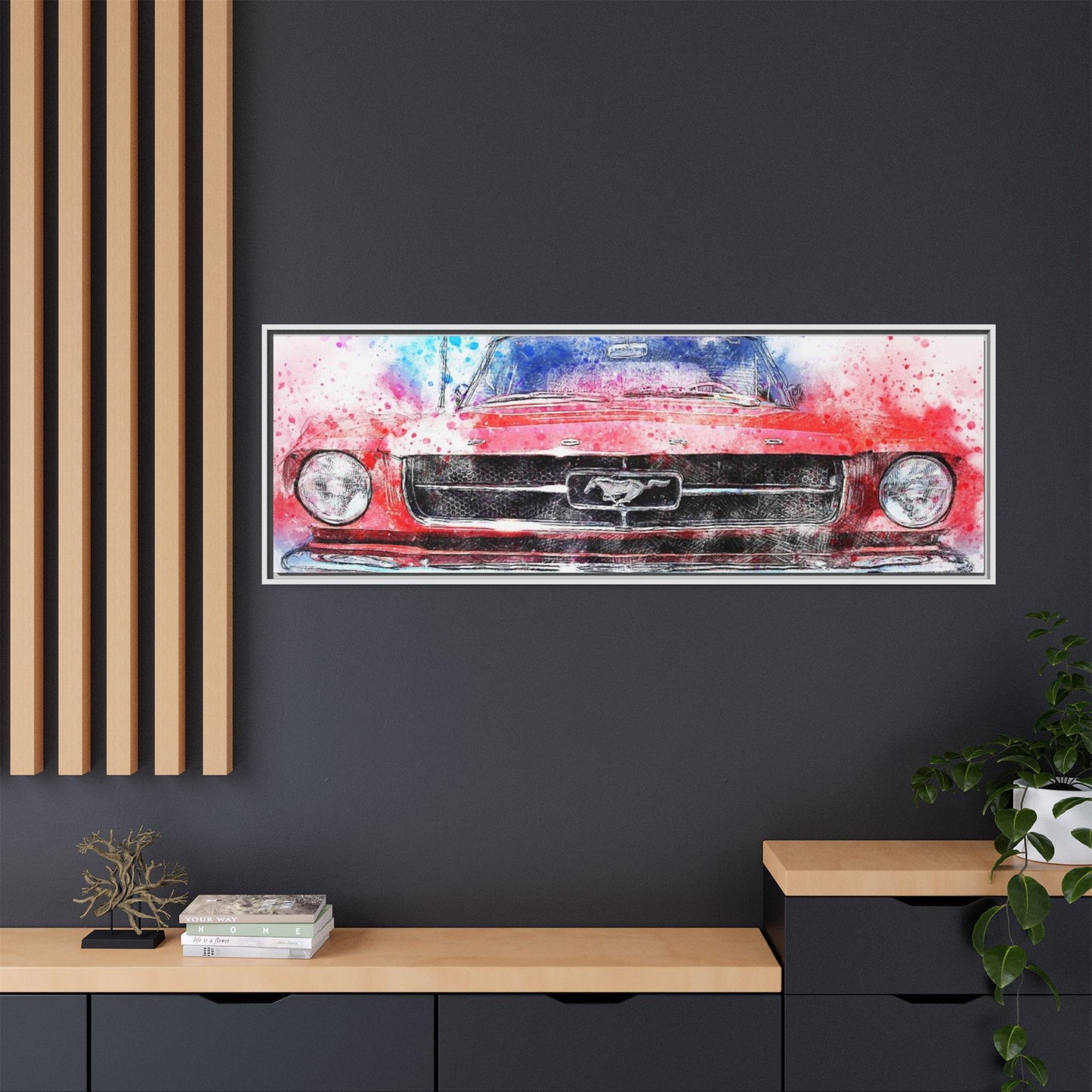 Matte Canvas, Framed Mustang Car