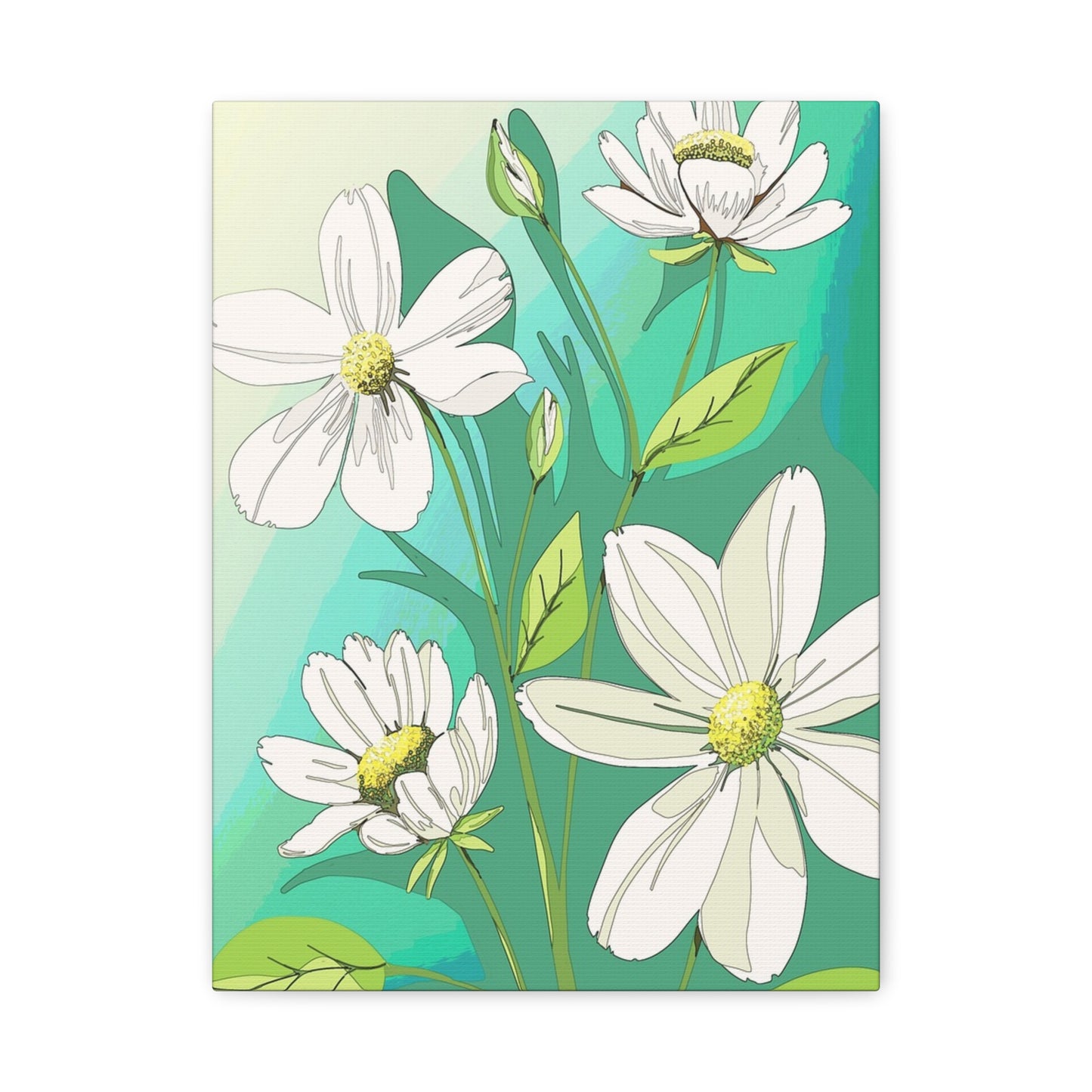 Matte Canvas, Stretched, 1.25" White Flowers