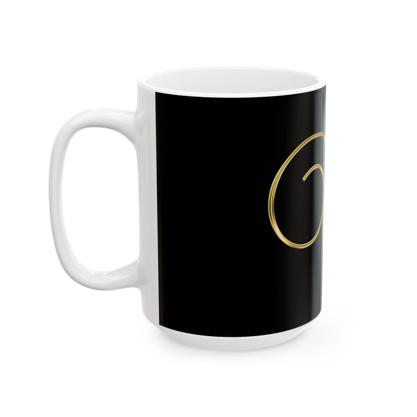 Gold Script 'W' Monogram Ceramic Mug – Elegant Initial Coffee Cup (11oz, 15oz)