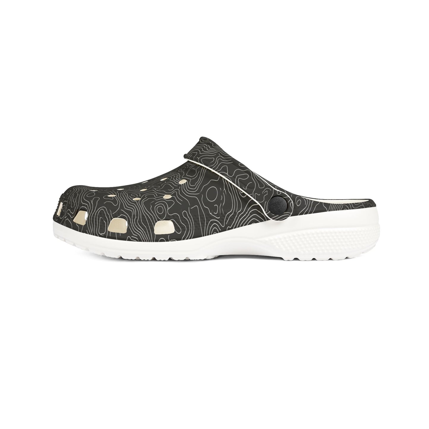 EVA Foam Clogs — Lightweight Black Swirl Slip‑On Shoes