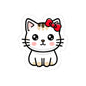 Cute Kawaii Cat Sticker — Adorable Bow Kitten Kiss-Cut Vinyl Decal for Laptops & Water Bottles