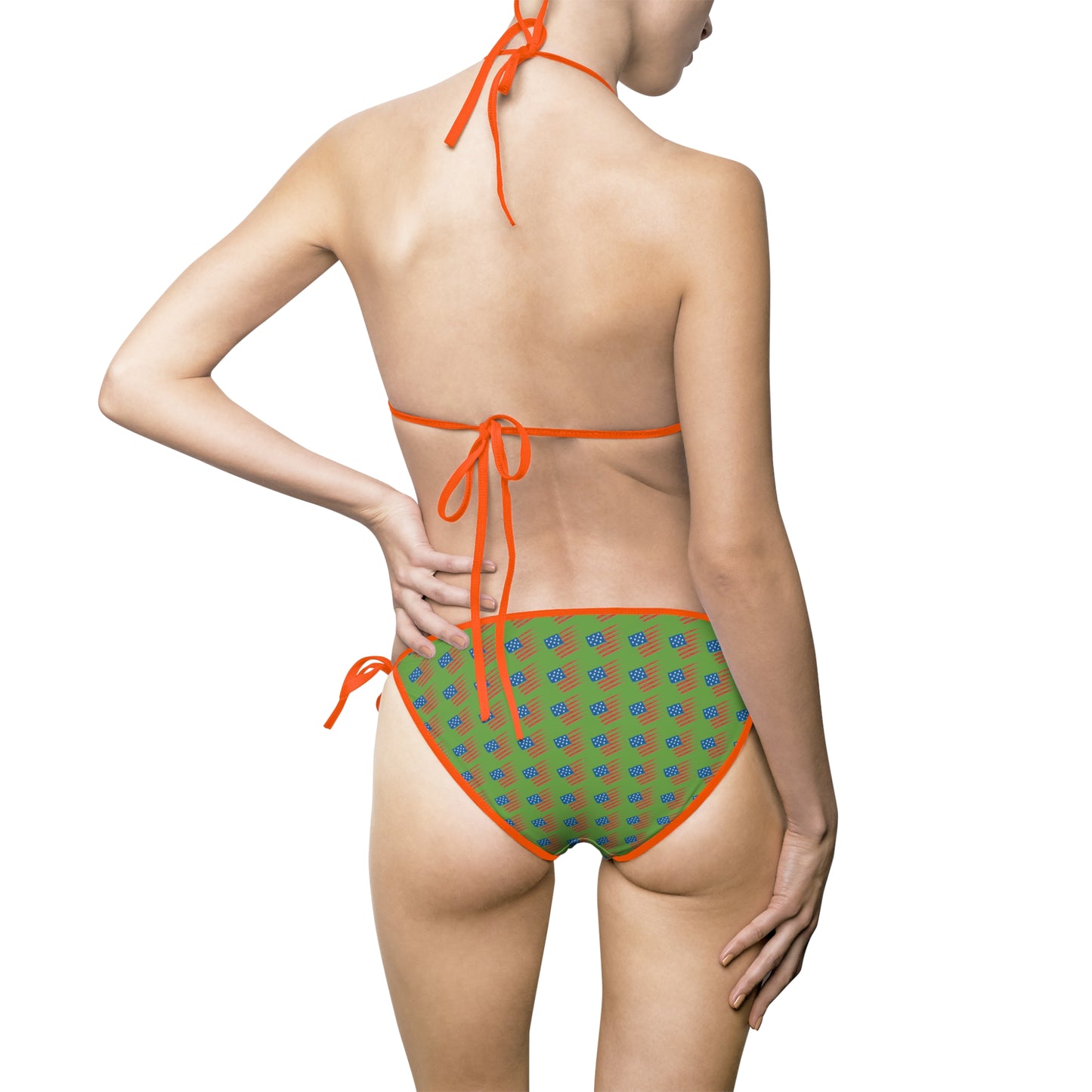 Vibrant Green Polka Dot Women's Bikini, Summer Swimwear, Beach Ready, Pool Party Essential, Vacation Must-Have
