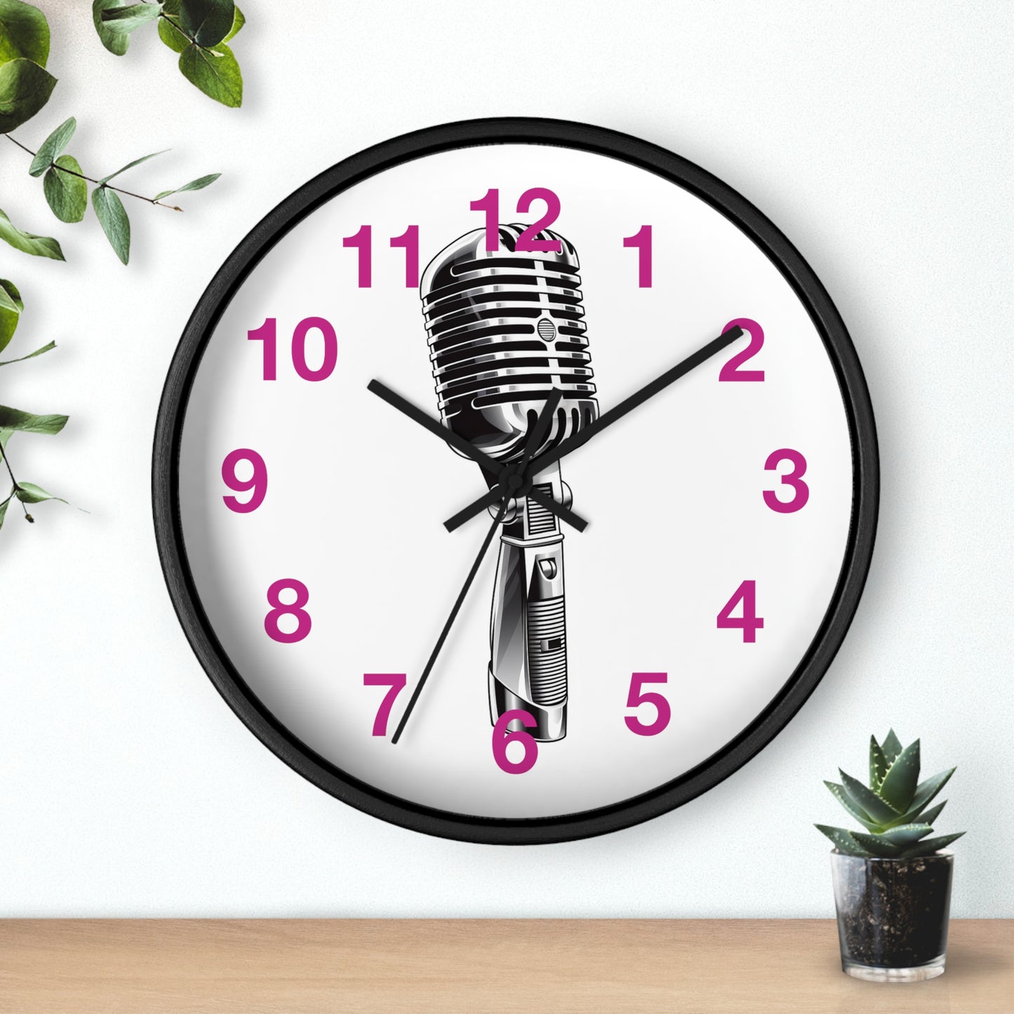 Red Numbers Optical Stripe Wall Clock | Black White Vertical Lines