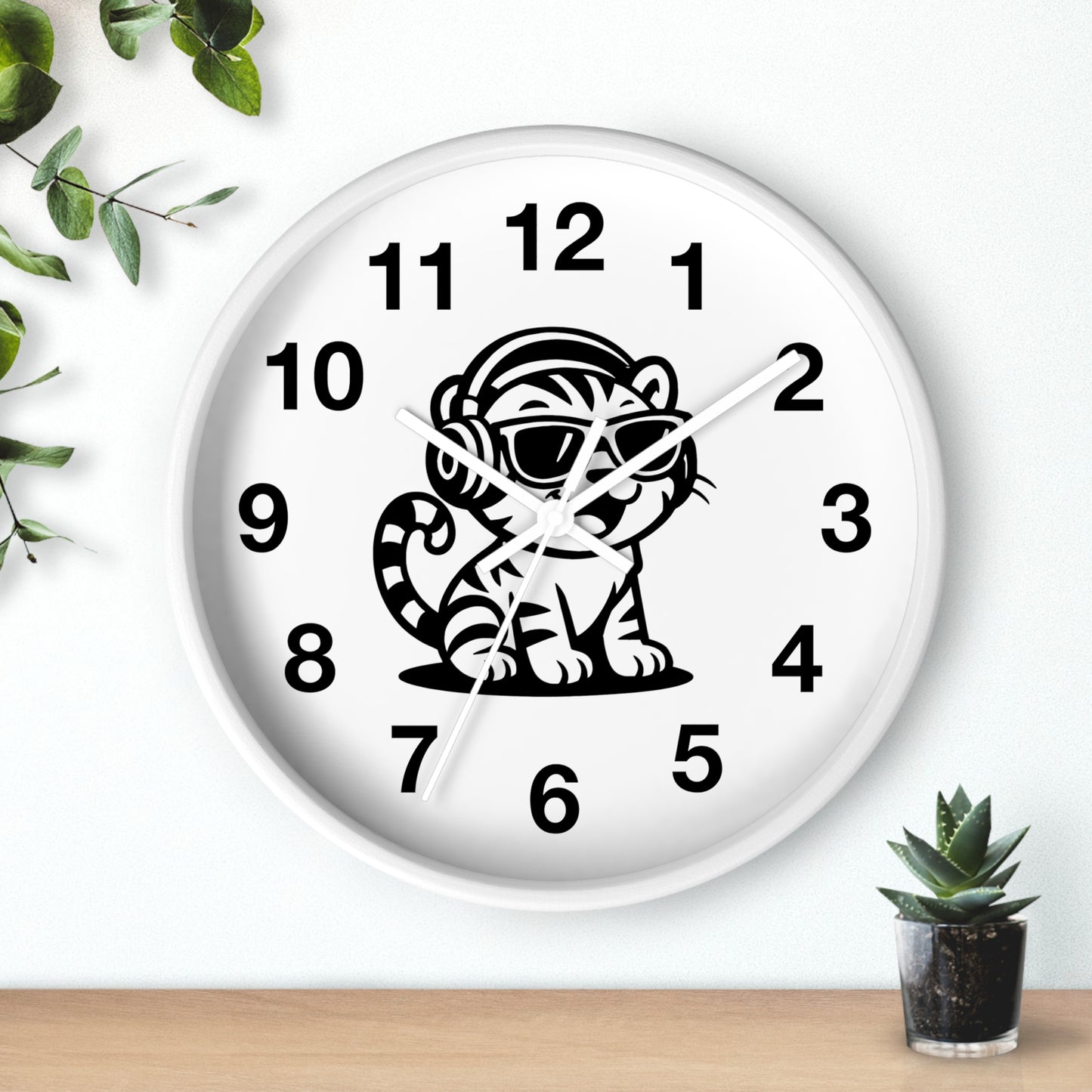 Cool Cat Design Wall Clock - Fun Decor for Animal Lovers, Tiger Clock, Unique Home Gift, Trendy Animal Wall Art, Kids Room Decor