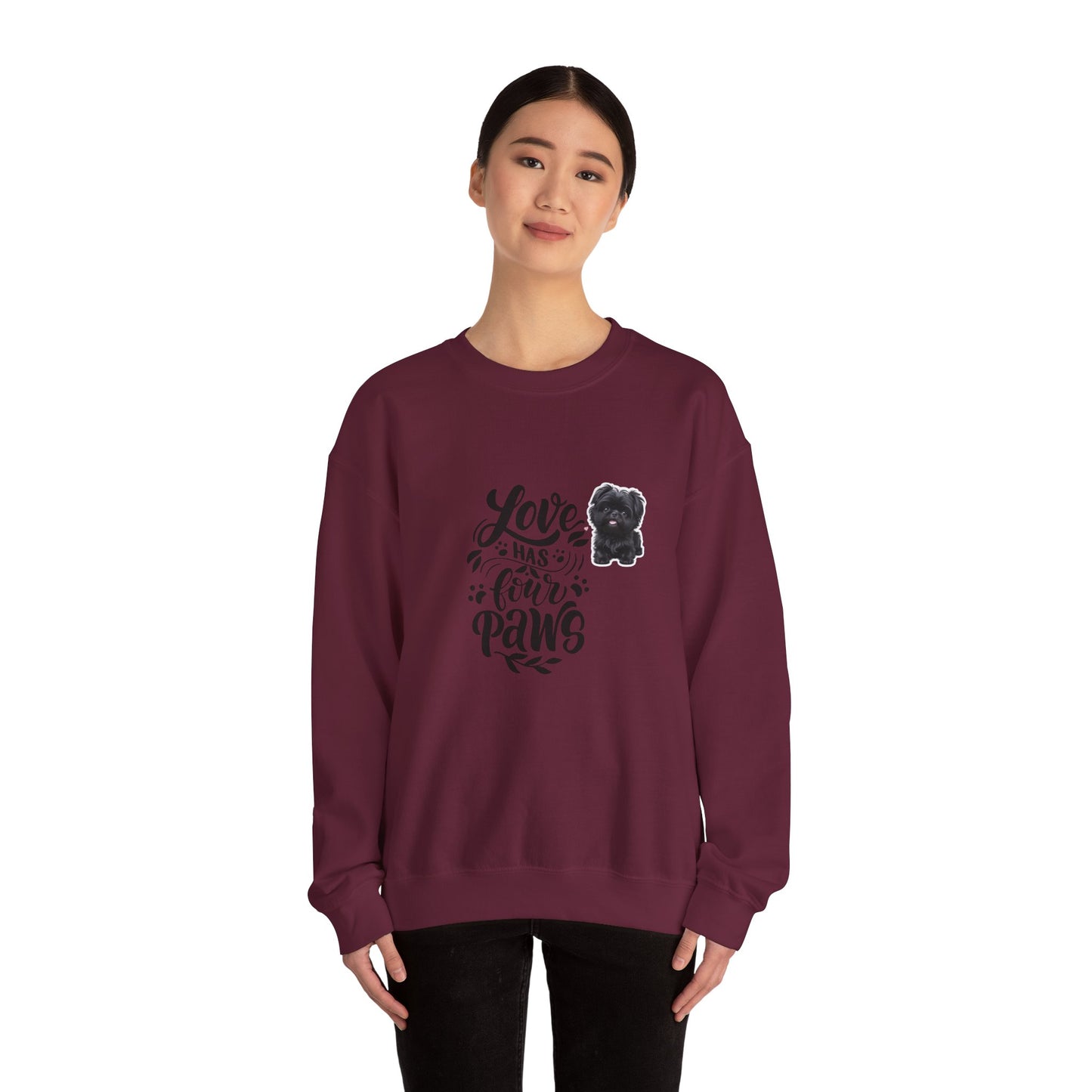 Crewneck Sweatshirt - "Love Has Four Paws" Dog Lover Graphic