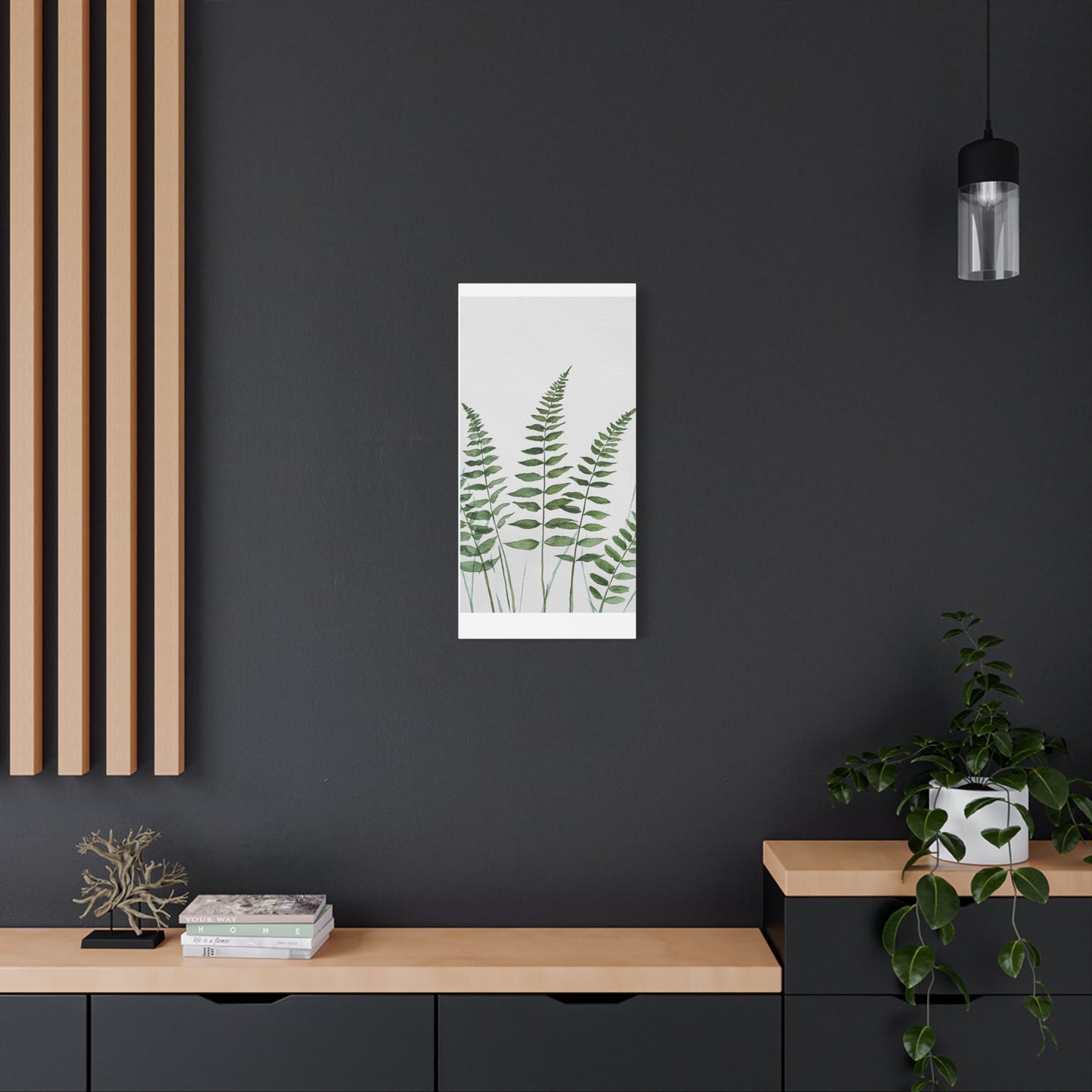 Fern Watercolor Canvas Art – Botanical Matte Stretched Wall Print