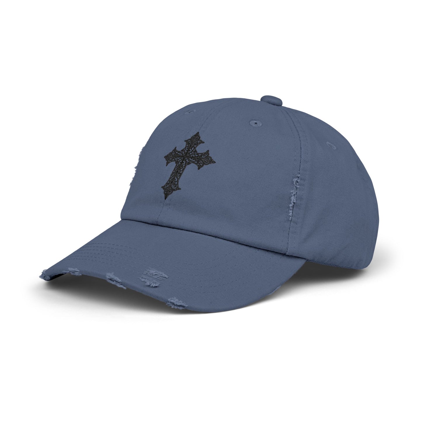 Cool Distressed Cap for Trendy Looks, Vintage Hat, Adjustable Cap, Cross Design, Casual Accessories