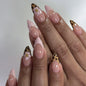 French leopard print flash 3D almond shape press-on nails