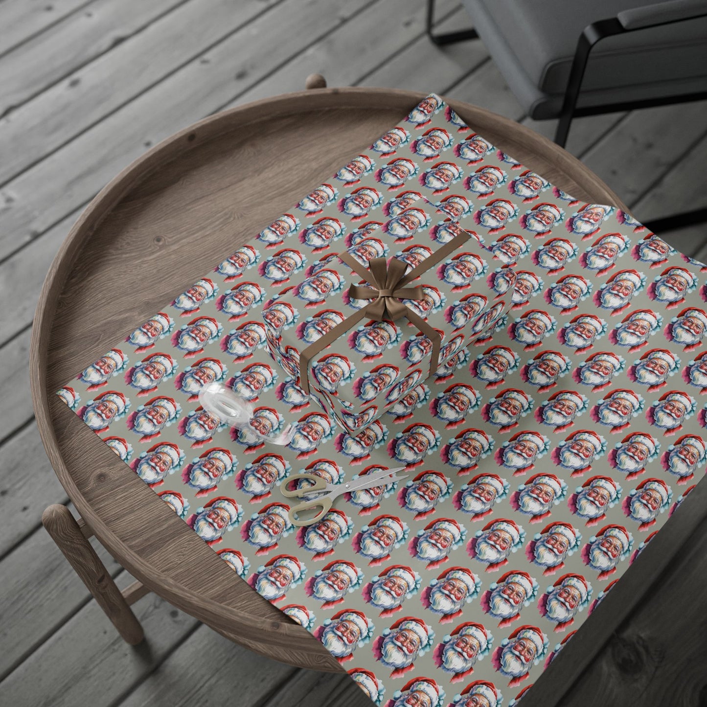 Santa Face Wrapping Paper Roll — Festive Holiday Gift Wrap