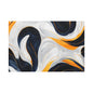 Abstract Fluid Art Matte Canvas Print — Navy, Gold & White Stretched Wall Art