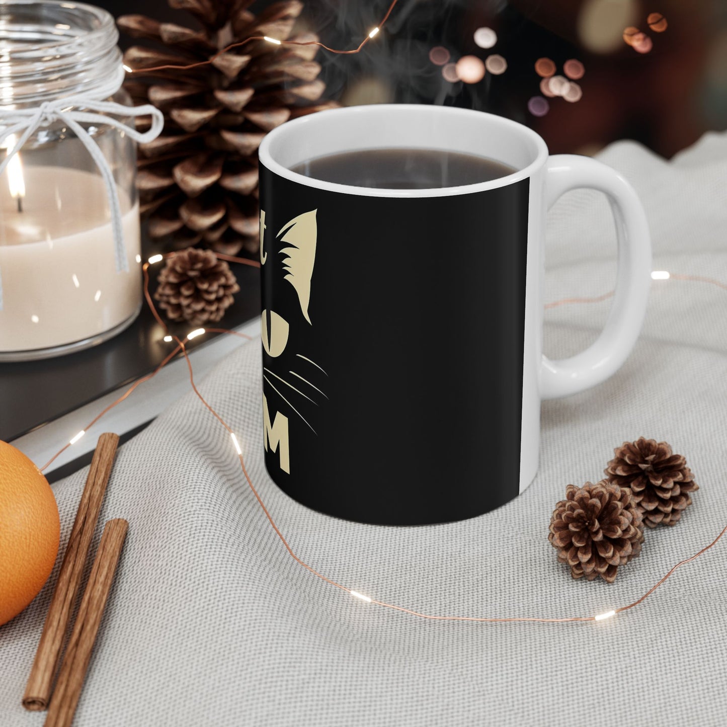 Cat Mom Coffee Mug – Black Ceramic 11oz/15oz