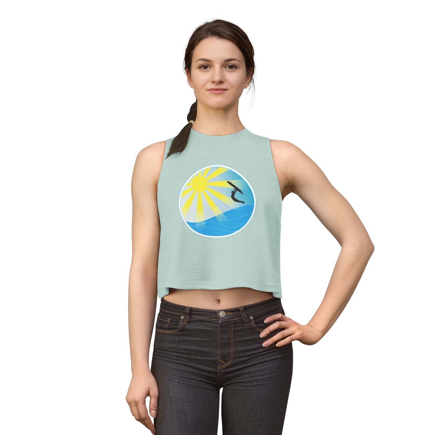Sunrise Surf Circle Crop Top — Women’s Beach Wave Tank