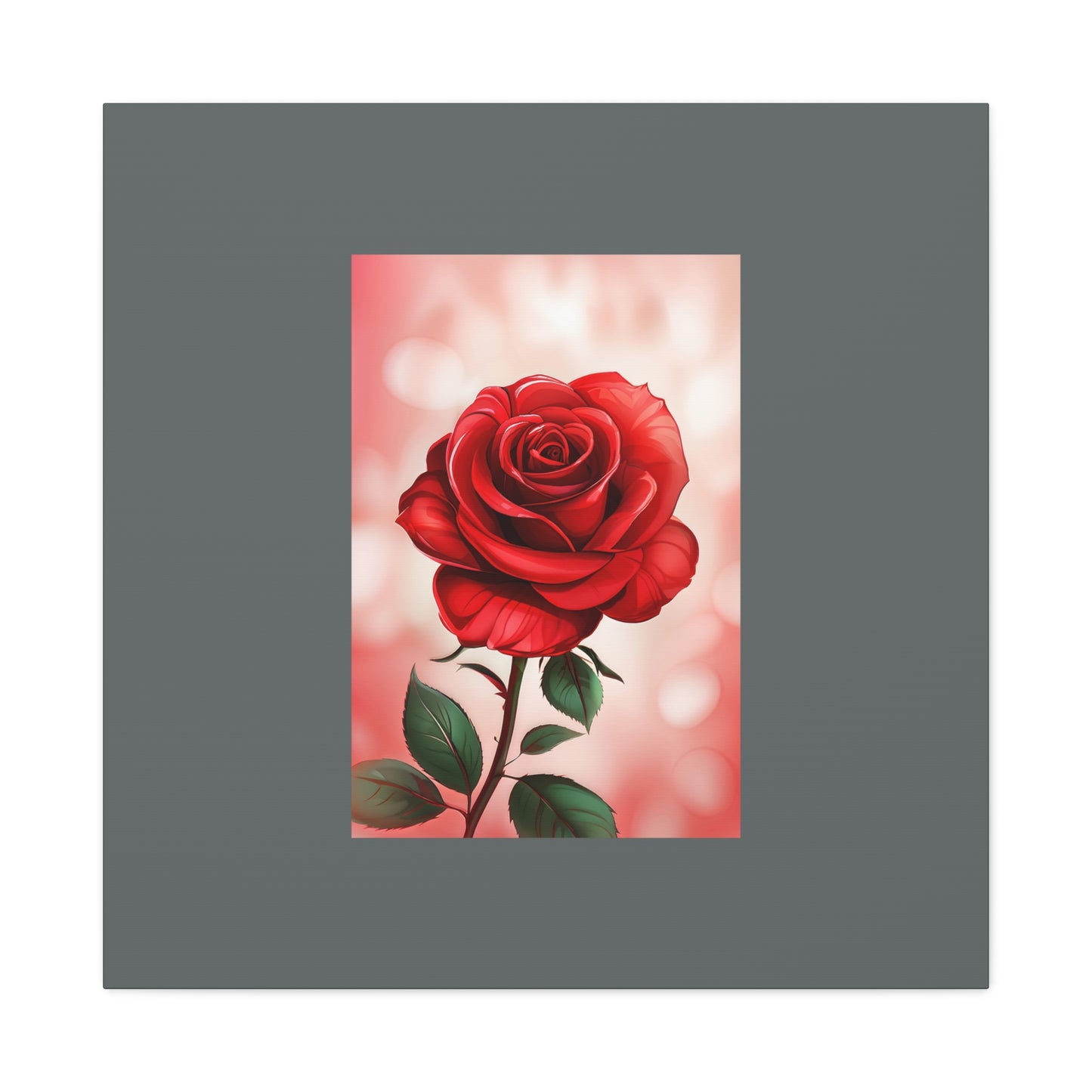 Red Rose Vertical Matte Canvas Print — Romantic Floral Wall Art