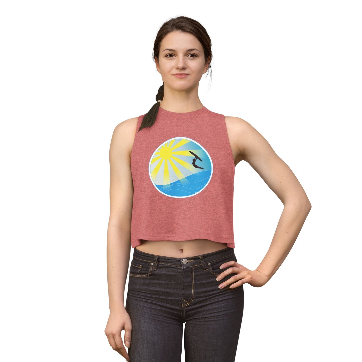 Sunrise Surf Circle Crop Top — Women’s Beach Wave Tank