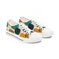 Low Top Sneakers — Retro Abstract Teal & Mustard Geometric Pattern
