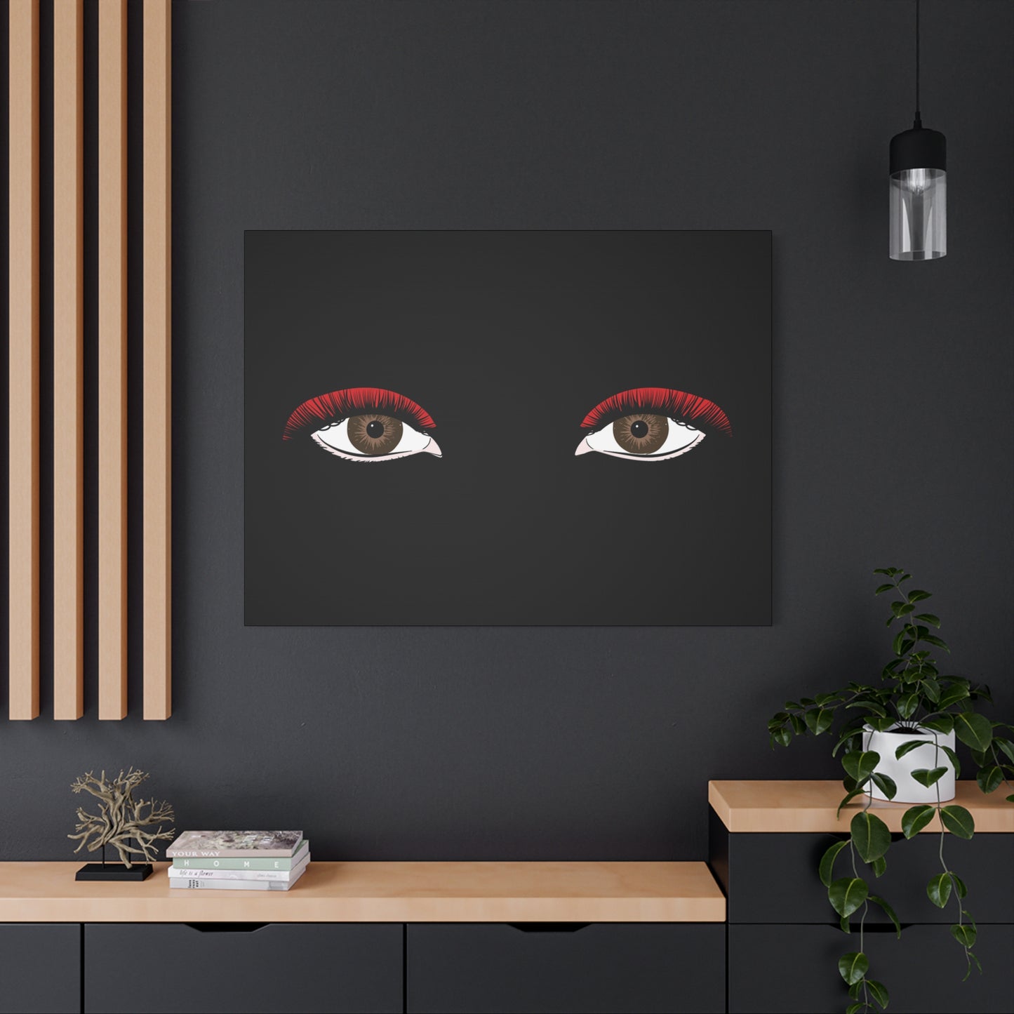 Red Lashes Wall Art Canvas — Glam Eyes Makeup Decor