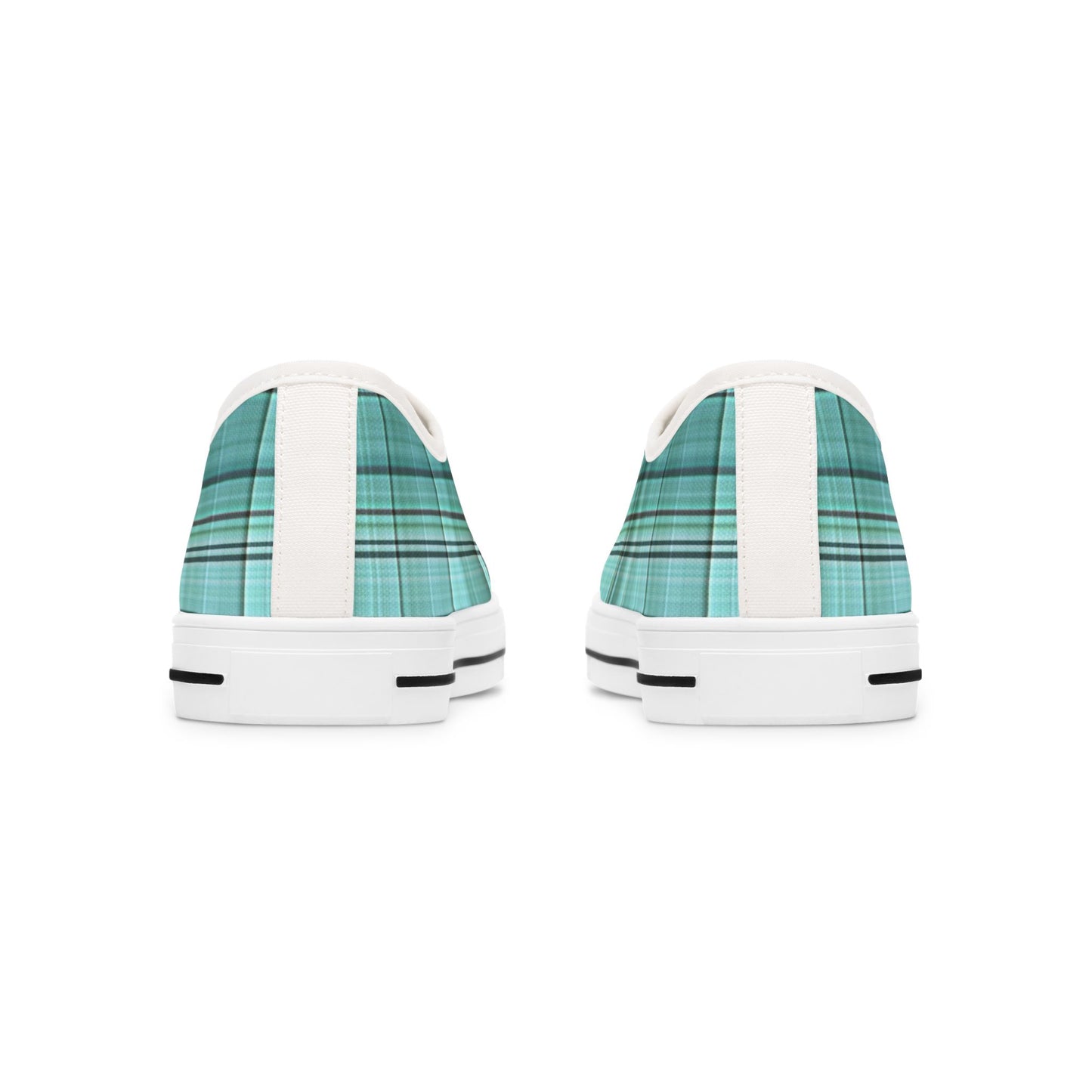 Teal Plaid Women's Low Top Sneakers — Casual Retro Style for Everyday Wear