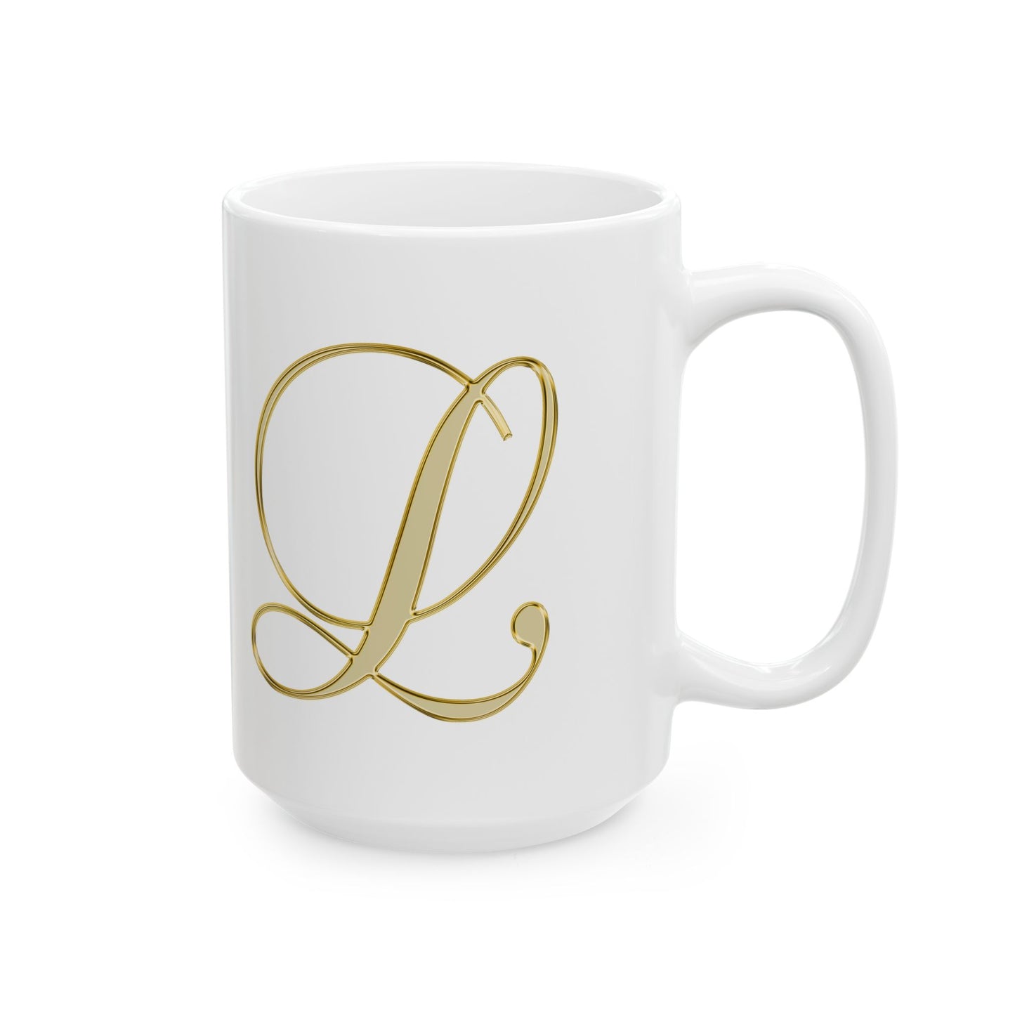 Gold Script Love Ceramic Mug — Elegant Valentine's Day Coffee Cup (11oz, 15oz)