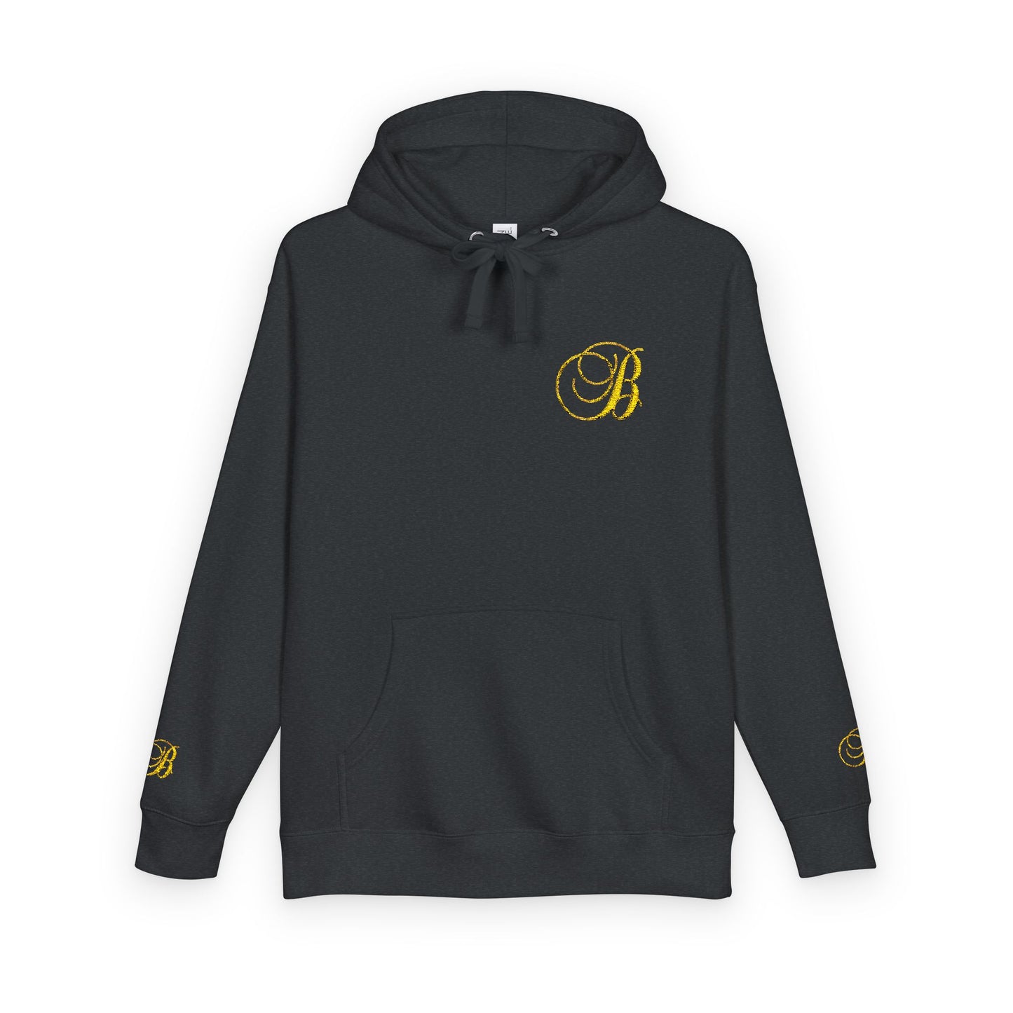 Coral Gold Floral Initial Hoodie — Monogram 'B' Casual Pullover