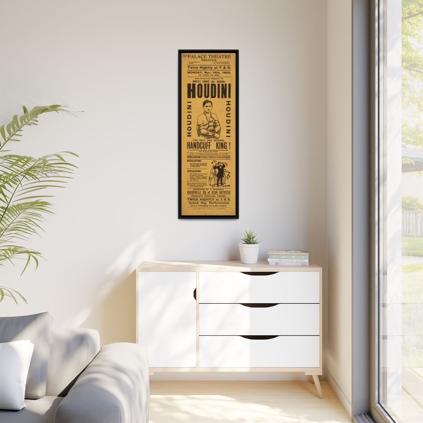 Houdini Vintage Poster Matte Canvas Print (Framed)