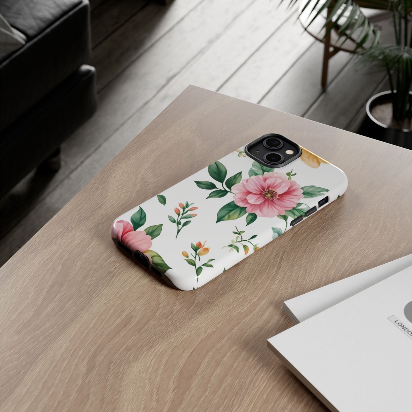 Floral Tough Phone Case — Pink Peony Protective Phone Cover