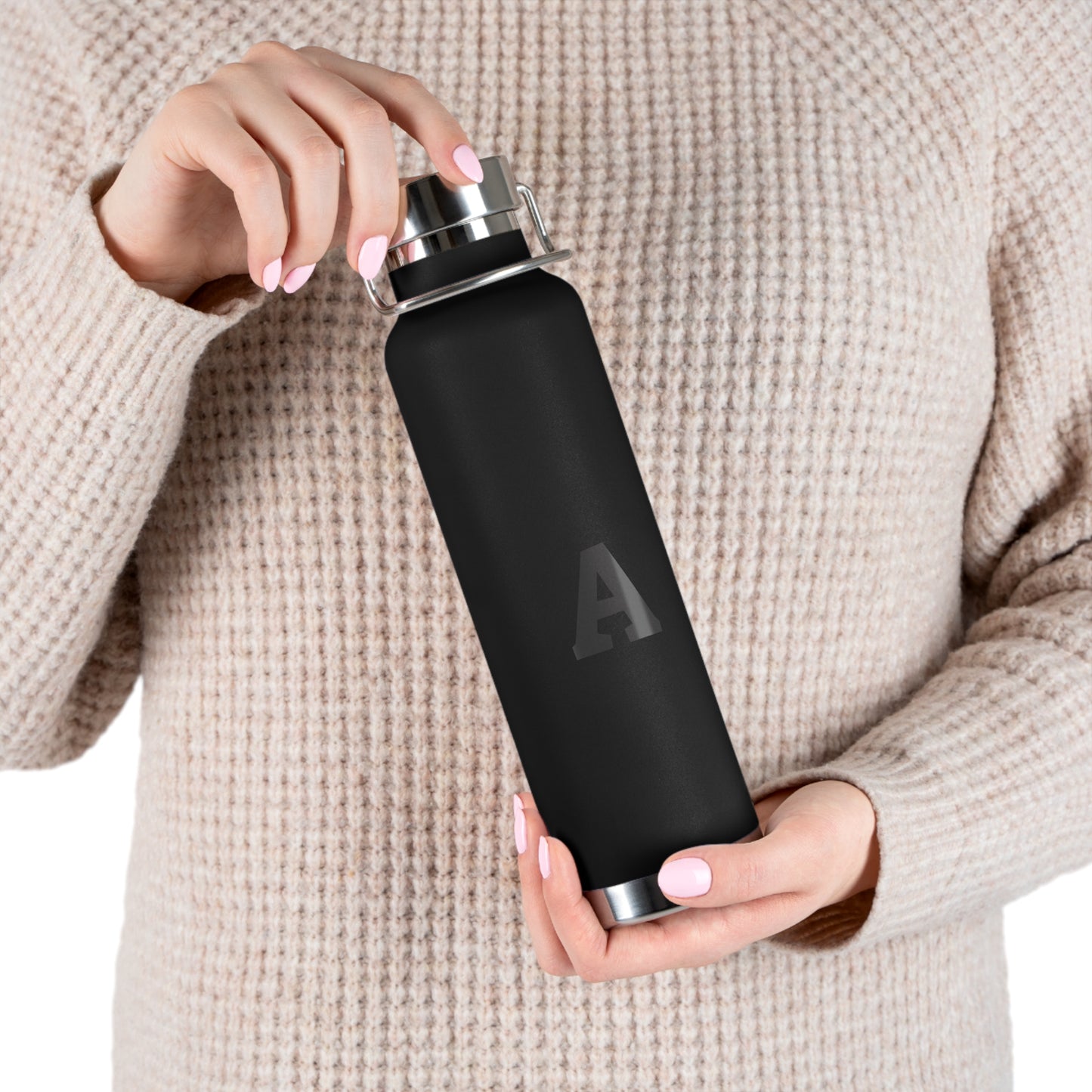 Personalized Copper Insulated Water Bottle, 22oz - Letter A