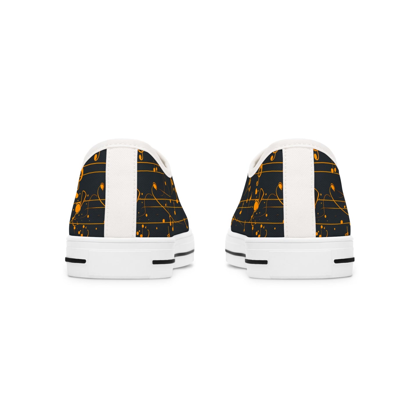 Low Top Sneakers — Black Gold Musical Notes Design
