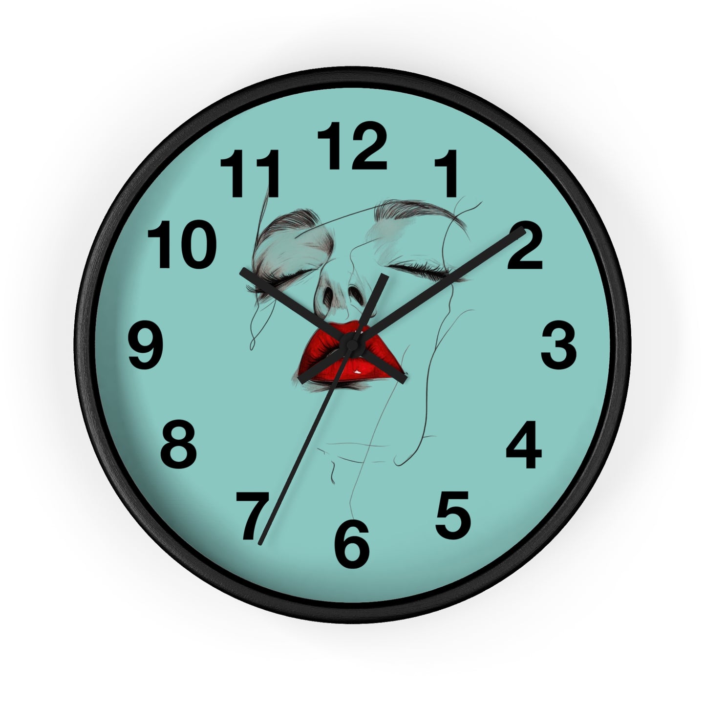 Modern Art Wall Clock - Abstract Lips Design, Home Decor, Gift for Her, Unique Wall Decor, Feminine Artwork, Stylish Timepiece