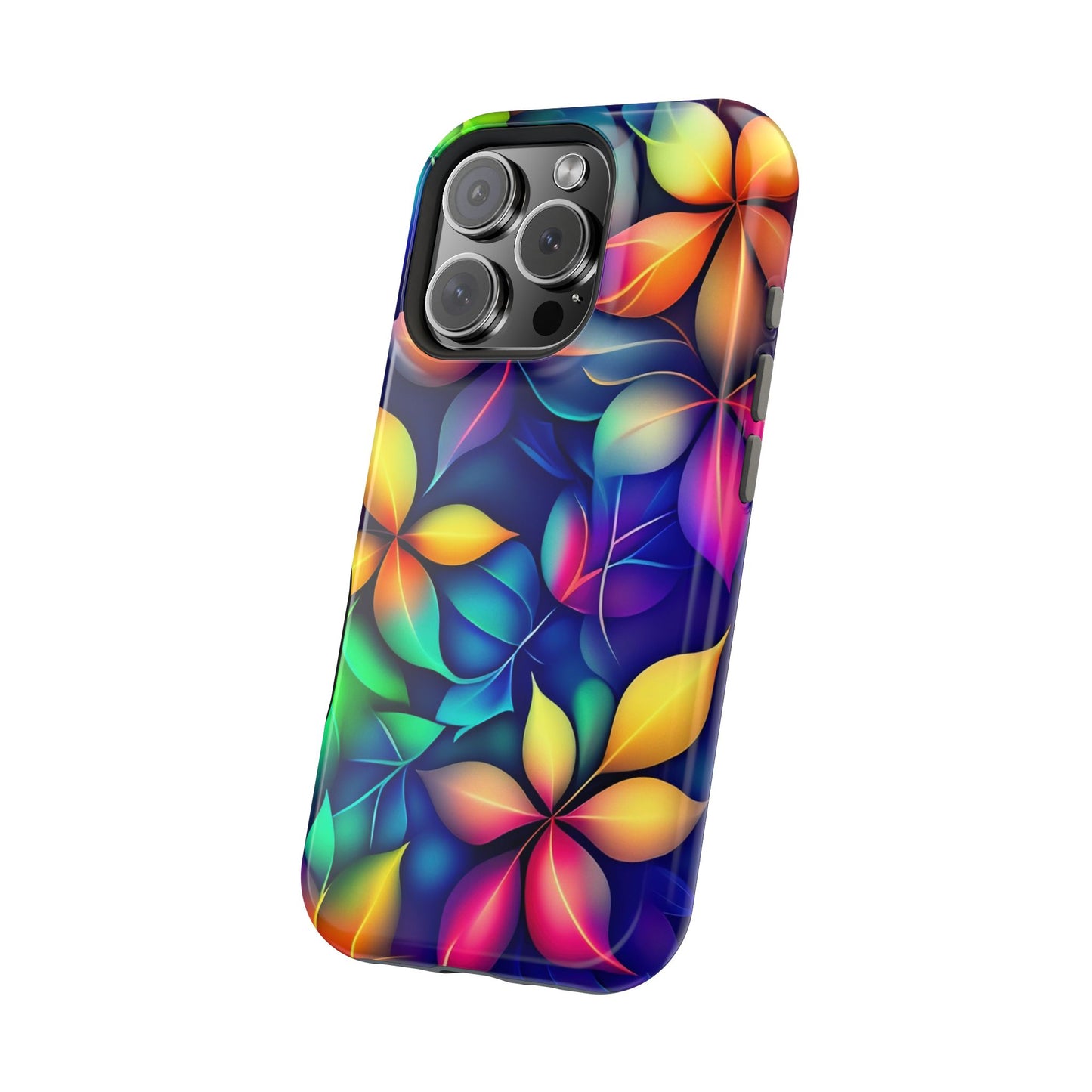 Floral Prism Magnetic Impact-Resistant Phone Case — Colorful Gradient Petal Design