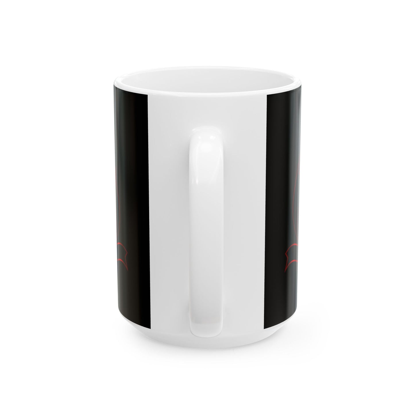 Black Cat Outline Ceramic Mug – Minimal Red Cat Design, 11oz & 15oz