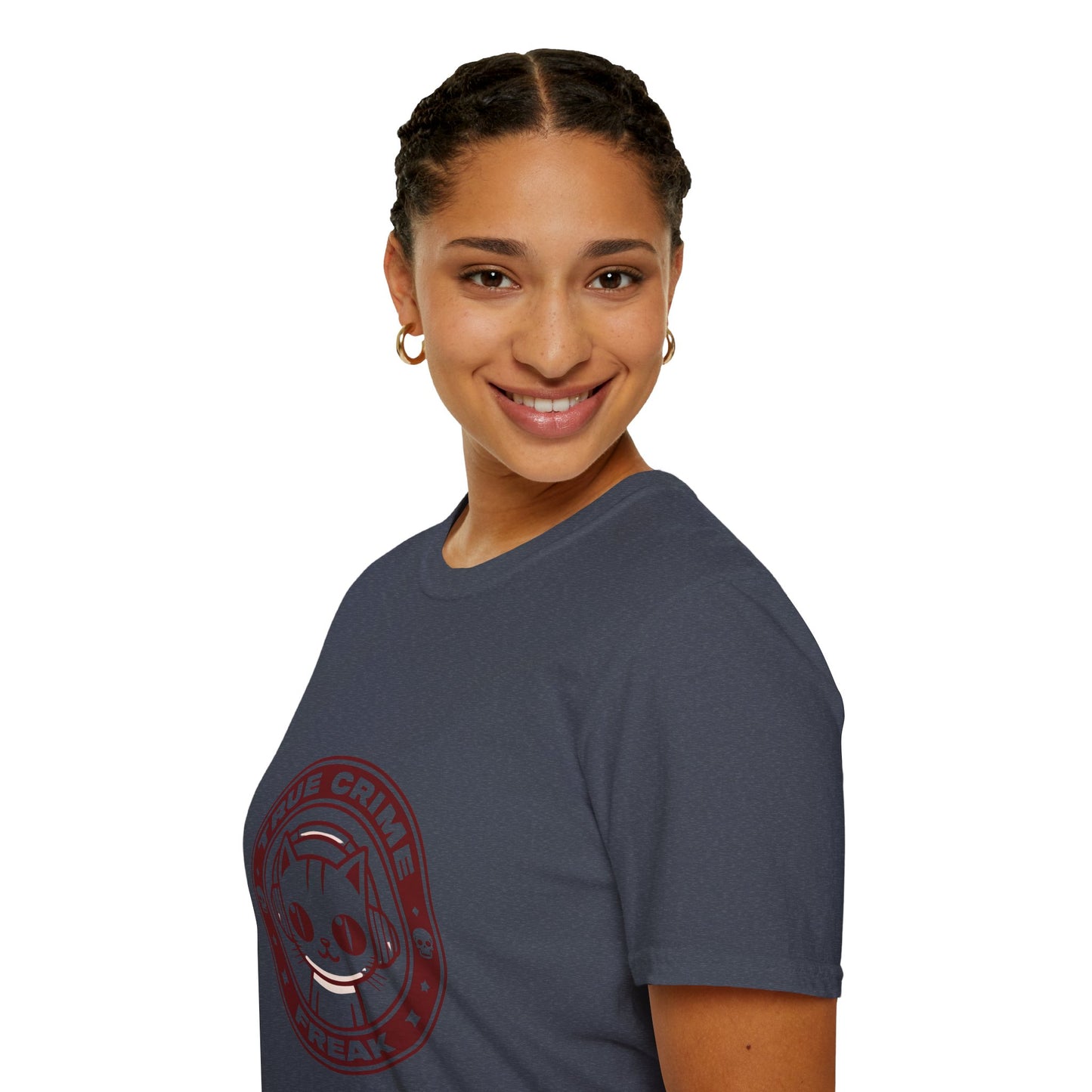 True Crime Freak Cat T-Shirt – Cute Kitty Badge Tee for True Crime Fans