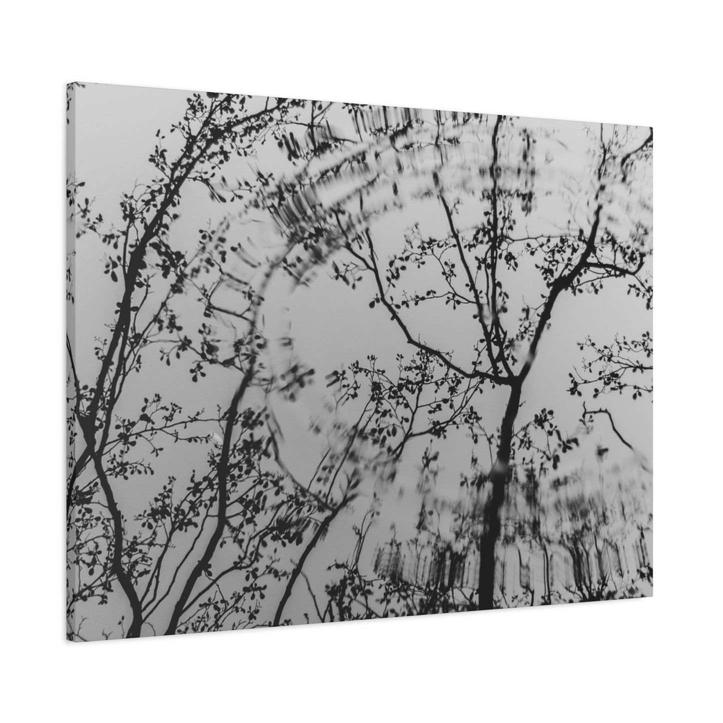 Canvas Wall Art — Monochrome Blurred Ferris Wheel with Tree Silhouettes
