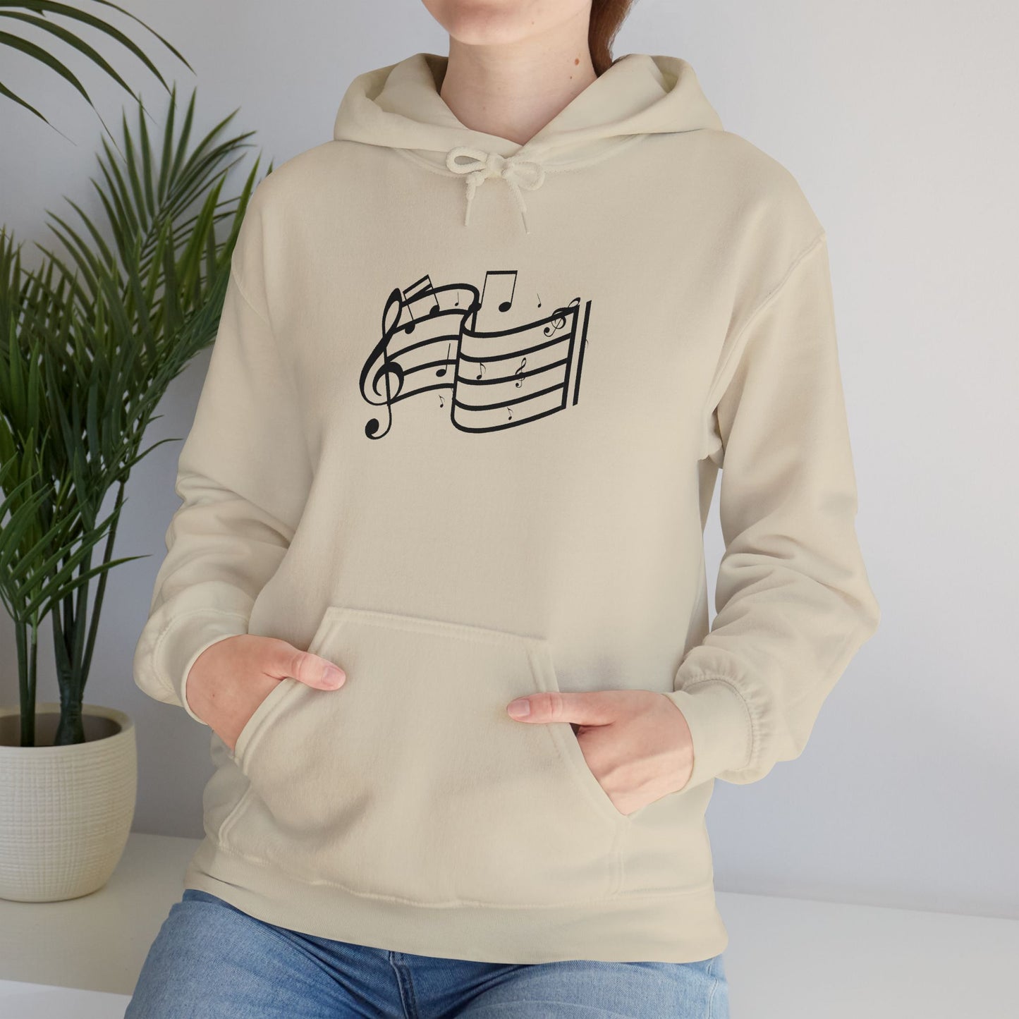 Music Notes Hoodie — Minimal Sheet Music Design
